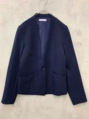 美品 THE SHOP TK ザショップティーケー タケオキクチ 040-42002 防汚加工 ダブルクロスノーカラー ジャケット sizeS/紺 ■◇ レディースのサムネイル