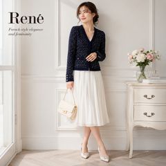 未使用☆'24年Rene/ルネ ニットカーディガン ロゴプレート ブラック36