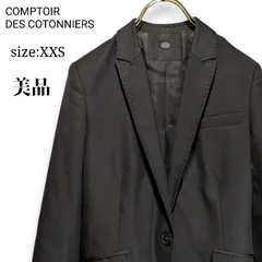 ​上質ウール100%✨ 美品 コントワーデコトニエ テーラードジャケット 黒 5号 XXS ウール100% 1つボタン シングル ショート丈 細身 小さいサイズ レディース フォーマル オフィス  冠婚葬祭 COMPTOIR DES COTONNIERSのサムネイル