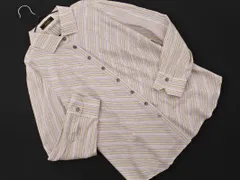 Leilian レリアン シルク100% ストライプ シャツ size11/白ｘ紫ｘ黄 ■◇ レディースのサムネイル