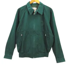 メンズメルローズ MEN'S MELROSE ヴィンテージ ジャケット ブルゾンジャンバー M 緑系 グリーン 刺繍 ジップアップ サイドポケットのサムネイル