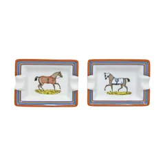 未使用品 HERMES エルメス ミニ アッシュトレイ ×2 セット 陶器 灰皿