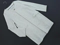 Rope Picnic ロペピクニック ボーダー ノーカラー コート size38/白ｘグレー ■◇ レディースのサムネイル
