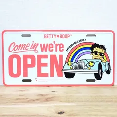 看板 ベティ・ブープ オープン コマーシャルプレート OPEN かわいい Betty Boop 可愛い 壁飾り アメリカン パステル おしゃれ 雑貨 インテリア 店舗 バー レストラン ディスプレイ カフェのサムネイル