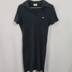 F2086】LACOSTE ポロシャツワンピース サイズ38 ブラック - メルカリ
