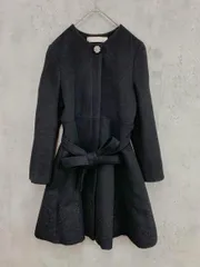tocco closet トッコクローゼット 186-130586  ウール ビジュー  ノーカラー コート sizeM/黒■■レディースのサムネイル