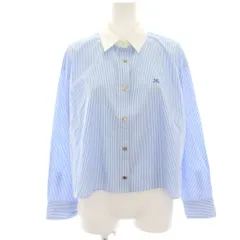 マッキントッシュ ロンドン MACKINTOSH LONDON シルキーブロードストライプシャツ ブラウス 長袖 ショート丈 38 水色 ライトブルー 白 ホワイト G5M14529 /HNのサムネイル