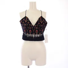 アメリヴィンテージ Ameri VINTAGE INDIA EMBROIDERY BUSTIER インドエンブロイダリービスチェ キャミソール ショート丈 タッセル F 紺 ネイビー タグ付き 0124204710260 /BBのサムネイル