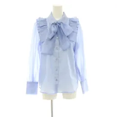 スウィングル Swingle 24SS タックプリーツショルダーシアーブラウス シャツ リボン 前開き F ブルー /CX ■OSのサムネイル