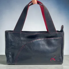 Kitamura キタムラ レザー トートバッグ ネイビー レッドのサムネイル