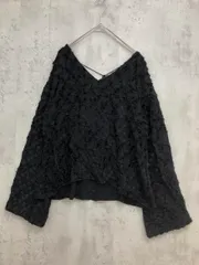 NINE ナイン 長袖 フリンジ 透かし ブラウス シャツ sizeF/黒 ■■ レディースのサムネイル