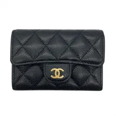 シャネル CHANEL マトラッセ クラシック フラップ カードケース キャビアスキン ブラック ゴールド金具 25番台 ココマーク【中古】