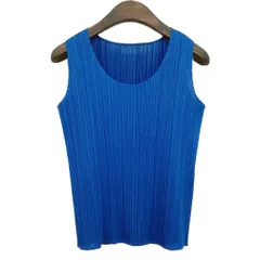 プリーツプリーズ PLEATS PLEASE イッセイミヤケ PP96-JK169 プリーツ ノースリーブ カットソー タンクトップ 美品 3 ブルーのサムネイル