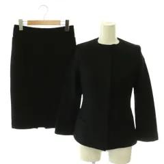 バーニーズニューヨーク BARNEYS NEW YORK KIYOMI SAITO ウールノーカラージャケット×スカート セット タイト 38 ブラック /CX ■OSのサムネイル