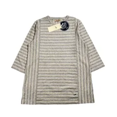 新品 タグ付き Crocodile クロコダイル スノーコットン ボーダー 7分袖 5分袖 チュニック丈 Tシャツ カットソー L /グレー系 レディース ひんやり素材のサムネイル