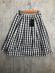 新品 BLISS POINT ブリスポイント メモリータック ミディ スカート sizeM/白/黒 チェック ■■ レディースのサムネイル