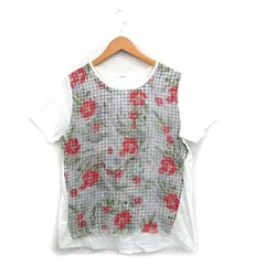 ハッシュパピー Hush Puppies カットソー Tシャツ 半袖 コットン 花柄 L ホワイト 白 /KT30のサムネイル