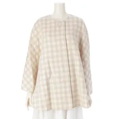 ルネ 21年 カシミヤ チェック クルーネック ケープ ポンチョ アウター 6148040 ベージュ 36【中古】のサムネイル