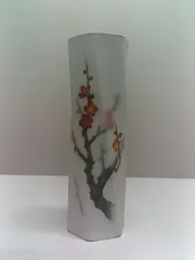 花瓶 陶器 白系 六角筒型 花柄 花器 フラワーベース インテリア