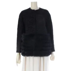 ドゥロワー 22AW ウール WINTER2 長袖 ラメツイード フォックスファー テーラードジャケット 6522-234-0737 ネイビー 36【中古】のサムネイル