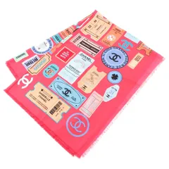 シャネル コットン ×シルク TICKET ココマーク ロゴ 総柄 ストール ショール ピンク【中古】のサムネイル
