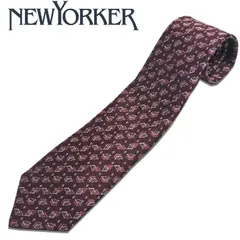 ニューヨーカー NEWYORKER シルク 幾何学柄 ネクタイ ブラウン系 茶 メンズ 日本製 シルク１００％ 就職活動 リクルートスタイル プレゼント ギフト 無料ラッピング可能のサムネイル