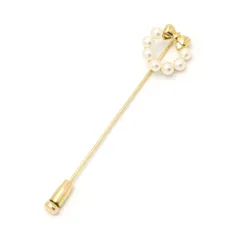 【楠本質店/元住吉】ニナリッチ/NINA RICCI　K18　ベビーパール＆リボンモチーフ ピンブローチ　パール3.5mm【中古】のサムネイル