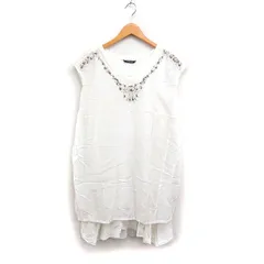 パドカレ pas de calais アンダードレス付き ワンピース ノースリーブ ひざ丈 刺繍 装飾 38 オフホワイト 白 /FT34のサムネイル