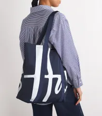 Harrods ハロッズ　エコバッグ　折りたたみ　ポケットショッパー　ビッグロゴ　ネービーブルー　B4 A4のサムネイル