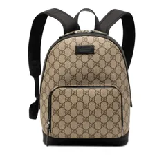 グッチ GGスプリーム リュック バックパック 429020 ベージュ ブラック PVC レザー レディース GUCCI【228-75074】のサムネイル
