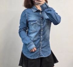 新品未使用】ZARA ザラ デニム フリル 半袖シャツ - メルカリ