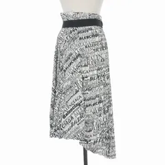 バレンシアガ BALENCIAGA アシンメトリー プリーツスカート 総柄 36 ホワイト/ブラック 529757 国内正規のサムネイル