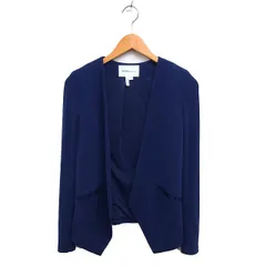 ビーシービージーマックスアズリア BCBGMAXAZRIA ENERATION ノーカラー ジャケット 総裏地 無地 アウター XXS 紺 ネイビー /NT30のサムネイル