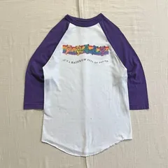 ©1989 GDM　archive　AUGUSTA SPORTSWEAR　Grateful Dead　グレイトフル・デッド 　七分丈ラグランスリーブTシャツ　ミュージック　バンドT　ロゴプリント　RAINBOW　虹　ダンシングベア　紫×白　S　グランジ　Y2K
