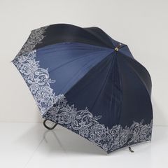 完全遮光折日傘 芦屋ロサブラン USED品 2段折ミドル コンビ ネイビー