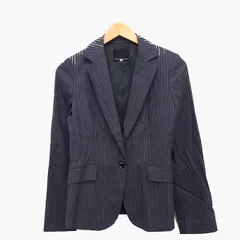 クリアインプレッション CLEAR IMPRESSION テーラード ジャケット シングル ストライプ 柄 ウール混 シルク混 肩パット スリット 3 グレー 灰 /HT25のサムネイル