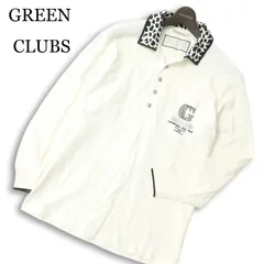 GREEN CLUBS グリーンクラブ 春夏★ 長袖 ダルメシアン柄 ロゴ刺繍 ポロシャツ 大きいサイズ Sz.4 メンズ 白のサムネイル