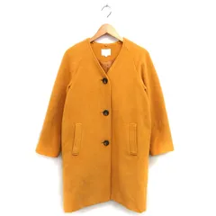 グローブ grove ノーカラー コート アウター ミディ丈 ラグランスリーブ シンプル M 黄 イエロー /NT20のサムネイル