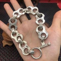 ヴィンテージ 極太 チェーン シルバー925風ブレスレット 長さ24cm 