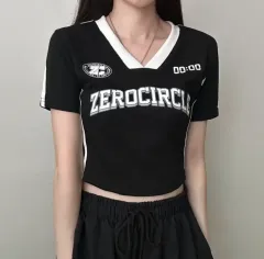 Y2K Vネック クロップド 半袖Tシャツ グラムフィットのサムネイル