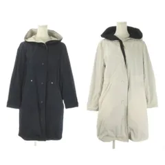 MAX MARA STUDIO ネイビー ブルー　リバーシブルフード付きコート マックスマーラステュディオ Max Mara Studio リバーシブル コート 36
