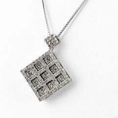 プリンセスカットダイヤネックレス0.86ctEカラー 未使用ダイヤ1粒 