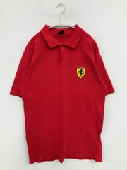 Ferrari ポロシャツ M レッド 無地 ワンポイント ブランドロゴ 刺繍 半袖 メンズのサムネイル