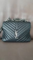 X2528 美品 サンローラン YSL キルティングレザー カレッジ バッグ 