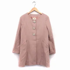 アンティーローザ Auntie Rosa コート アウター ノーカラー ミドル丈 ウール 花ボタン F ピンクベージュ /KT33のサムネイル