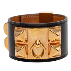 HERMES レザー ブレスレット コリエ・ド・シアン 黒 aq10593 - メルカリ