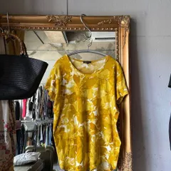 N　パドカレ　Pas de calais　花柄　リネン　麻　LINEN　半袖　総柄　ブラウス　シャツ　トップス　Tシャツ　総柄　黄色　イエロー　半袖のサムネイル