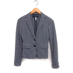 アルマーニ ジーンズ ARMANI JEANS 国内正規品 ボーダー柄 テーラードジャケット シングル コットン 綿 36 ブラック 黒 /FT18のサムネイル