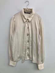 美品 エキップモン XS シルク100%二重襟ピンタックシャツ くるみボタン 
