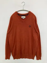BILLABONG ビラボン ニット/セーター L オレンジ コットン 無地 ワンポイント ブランドロゴ ミドル丈 長袖 Vネック メンズのサムネイル
